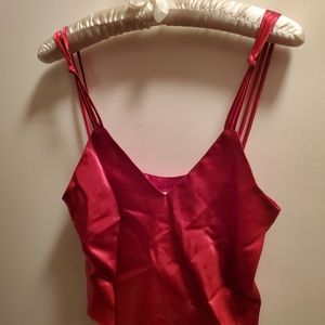 Cherry red satin lingerie set